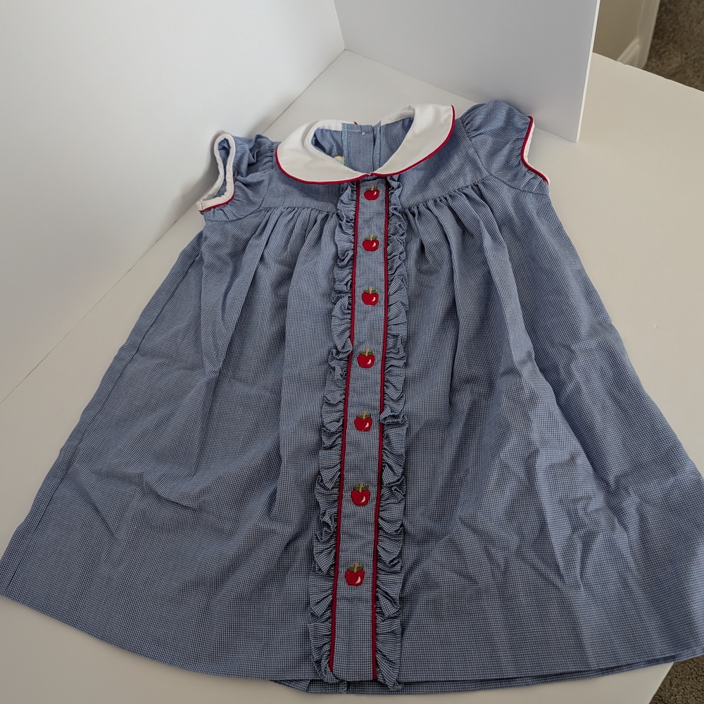 Little English Blue Dress with Red Accents